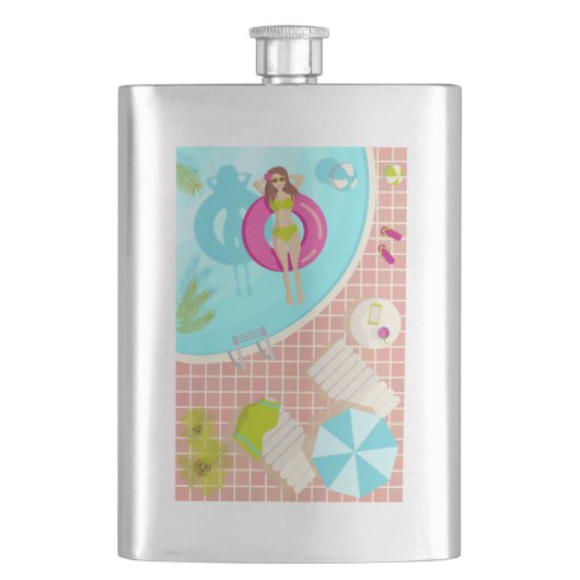 Zwemzwembad meisje op strand bikini flacon (Voorkant)