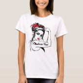 Zwemzwembrim mam Rosie de riveter omhoog T-shirt (Voorkant)