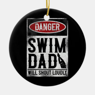 Zwemzwemmer DANGER Swim Dad Keramisch Ornament