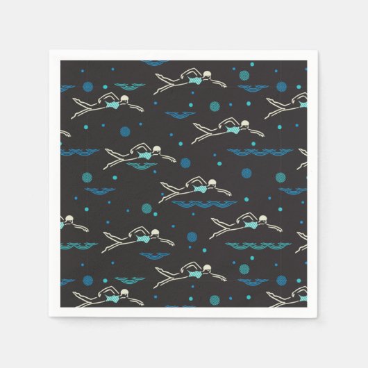 Zwemzwemzwemmers Pattern Black Ver Servet (Voorkant)