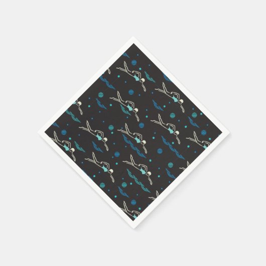 Zwemzwemzwemmers Pattern Black Ver Servet (Hoek)