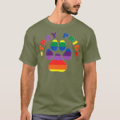 Zwerf Pride Kat Hond Dier Redding Regenboog Poot T-shirt (Voorkant)