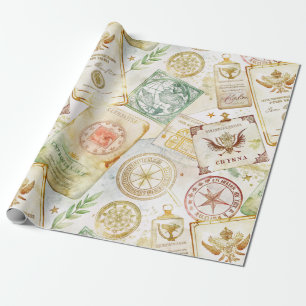 Zwerf Wereld Reis Stempel Patroon (7) Cadeaupapier