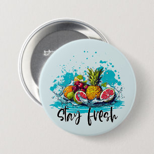 Zwerfvers - Zomer - Waterverf Tropische Vruchten Ronde Button 7,6 Cm