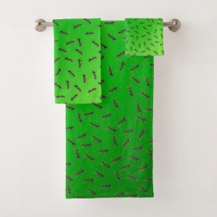zwerm groene mieren, bad handdoek
