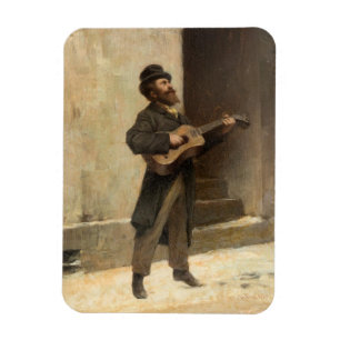 Zwervende muzikant met een gitaar (door Induno) Magneet