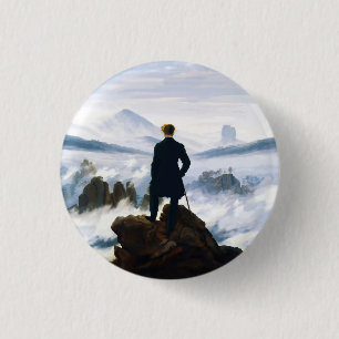 Zwerver boven de zee van nevel, Caspar D Friedrich Ronde Button 3,2 Cm