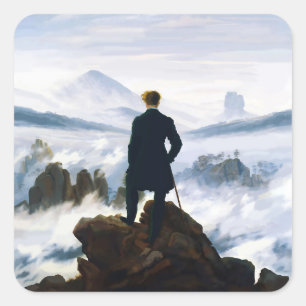Zwerver boven de zee van nevel, Caspar D Friedrich Vierkante Sticker