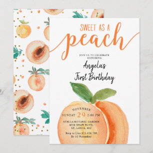 Zweten als een peach Girl First Birthday Kaart