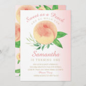 Zweten als een perzik verjaardag uitnodiging (Voorkant / Achterkant)