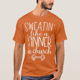 Zweten als een zonner in een kerk schimmelige gym- t-shirt