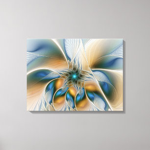 Zwevende, abstracte fantasie fractale kunst in bla canvas afdruk