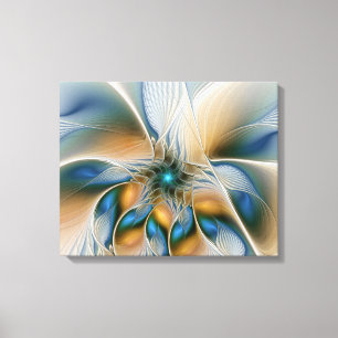 Zwevende, abstracte fantasie fractale kunst in bla canvas afdruk