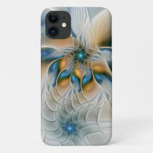 Zwevende, abstracte fantasie fractale kunst in bla iPhone 11 hoesje