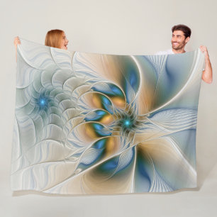 Zwevende, abstracte fantasie fractale kunst in bla fleece deken