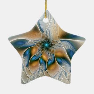 Zwevende, abstracte fantasie fractale kunst in bla keramisch ornament