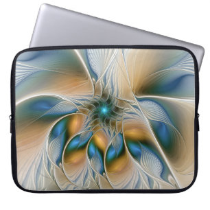 Zwevende, abstracte fantasie fractale kunst in bla laptop sleeve