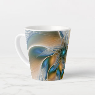 Zwevende, abstracte fantasie fractale kunst in bla latte mok