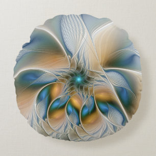 Zwevende, abstracte fantasie fractale kunst in bla rond kussen