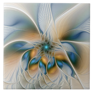 Zwevende, abstracte fantasie fractale kunst in bla tegeltje