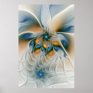 Zwevende, Abstracte Fantasie Fractale Kunst Met Bl Poster