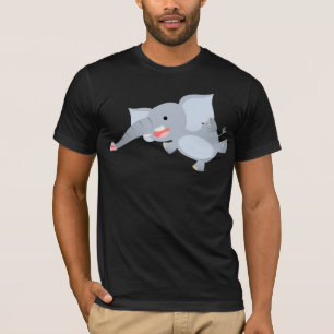Zwevende Cartoon Olifant T-Shirt