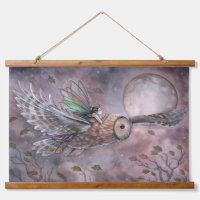 Zwevende Fee en Uil Fantasie Kunst