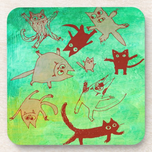 zwevende katten bier onderzetter (Voorkant)