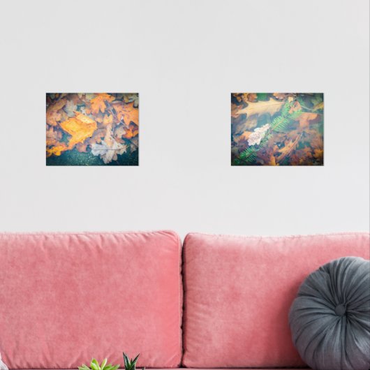 Zwevende kleurrijke herfstbladeren en takken muurkunst sets (Woonkamer)