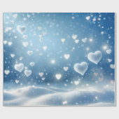 Zwevende sneeuwharten cadeaupapier (Vlak)