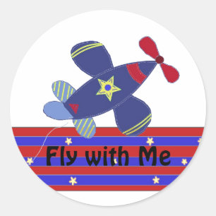 Zwevende Vliegtuig Ronde Sticker