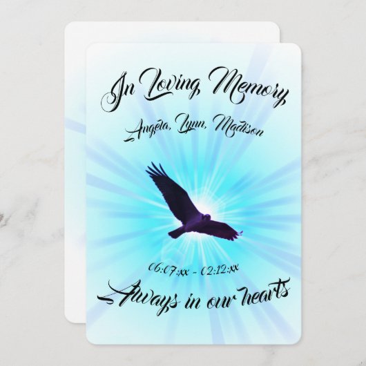 Zwevende vogel, ter nagedachtenis (Voorkant / Achterkant)