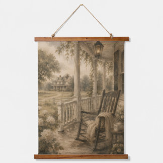 Zwevende zuidelijke veranda schommelstoel wandtapi hangend wandkleed
