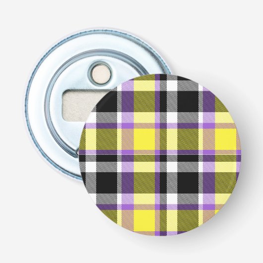 Zweverige Eclectische Boho Nonbinary Gestreepte Pr Button Flesopener (Voorkant)
