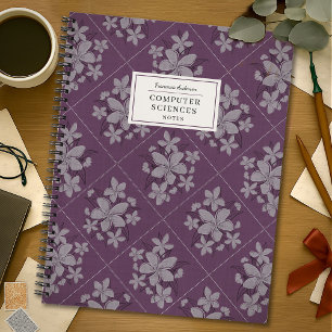 Zweverige Paarse Donkere Bloemen Vintage Eigen ont Notitieboek