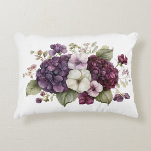 Zweverige Paarse Hortensia Waterverf Bloemen Elega Accent Kussen