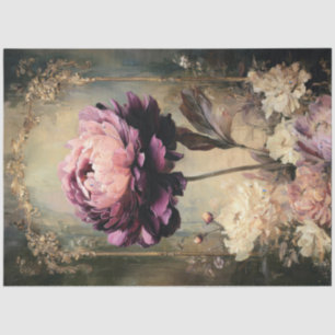 Zweverige Paarse Pioen Vintage Decoupage Print Pap Tissuepapier