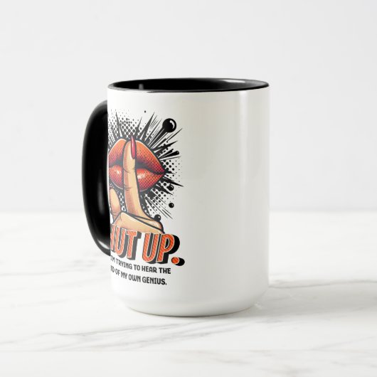 Zwijg, ik probeer mijn eigen geniale grappig te ho mok (Voorkant links)