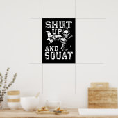 Zwijgen en hurken - Gym Workout Motivatie Poster (Keuken)