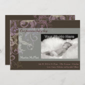 Zwirbruine baby bekendmaking aankondiging (Voorkant / Achterkant)