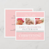  Zwirl Foto Collage Christening Uitnodiging (Voorkant / Achterkant)