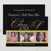 Zwirly Black/Gold 3 Aankondiging foto-Afstuderen (Voorkant / Achterkant)