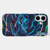Zwirly Blue Neon Roos Hoesje-Mate iPhone Case (Achterkant (horizontaal))