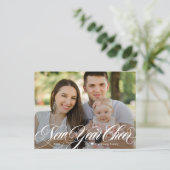 Zwirly Cheer Happy Nieuwjaar Foto Briefkaart (Staand voorkant)