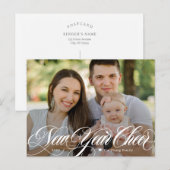 Zwirly Cheer Happy Nieuwjaar Foto Briefkaart (Voorkant / Achterkant)