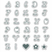 Zwirly Forest Green Font Alphabet Initiaal Monogra Sticker (Voorkant)