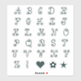 Zwirly Forest Green Font Alphabet Initiaal Monogra Sticker