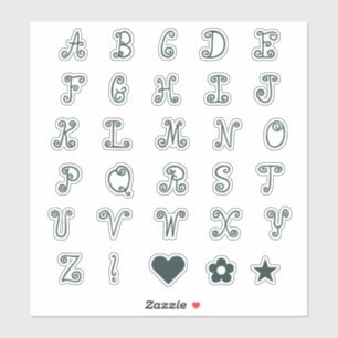 Zwirly Forest Green Font Alphabet Initiaal Monogra Sticker