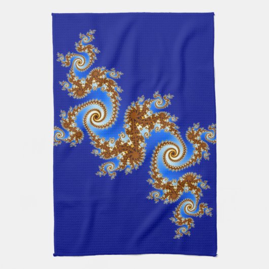 Zwirly Fractal Blue Theedoek (Verticaal)