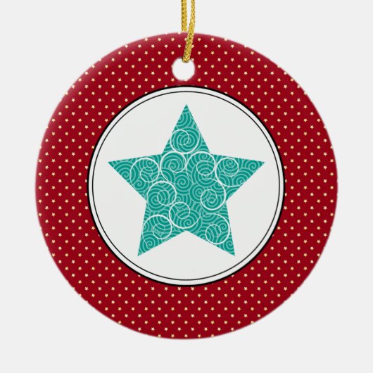 Zwirly Star Keramische kerstversieringen Keramisch Ornament (Voorkant)